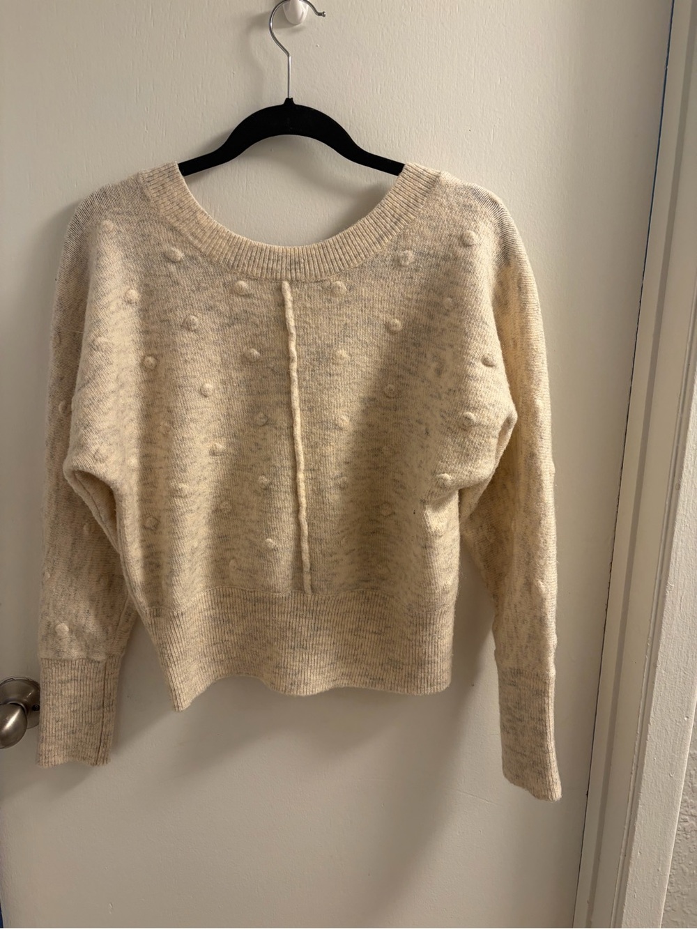 William Rast‎ Cream polka Dot-Detail Scoop Neck fall minimalist Sweater size S